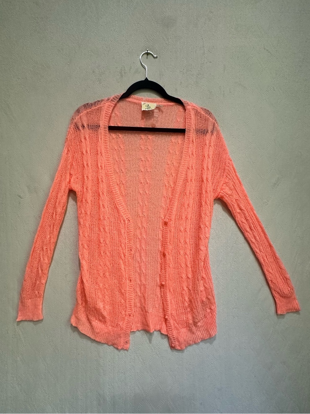 Blu Pepper Coral Open-Front Cable Knit Cardigan
